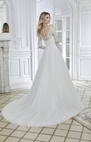 robede mariee divina sposa tout en dentelle avec manche et dos travaille